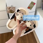 Zapatillas de lino con dibujos animados de vaca 🐮Sandalias de lino antideslizante